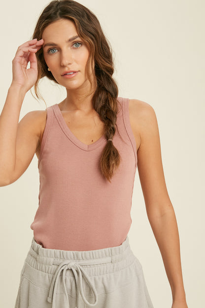 Wish List W Ribbed Knit Tank GINGER
