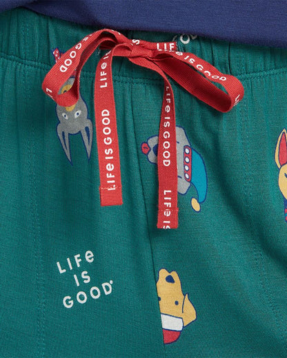 Life is Good W LW Sleep Pant Holiday Pup Pattern SPRUCE GREEN