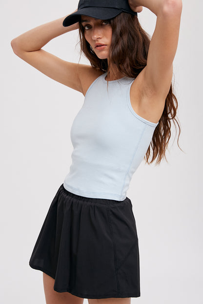 Wish List W Ribbed Cropped Tank ICE BLUE