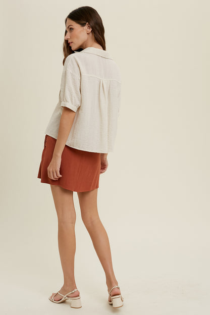 Wish List W SS Relaxed Crop Blouse SAND