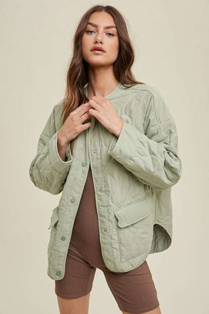 Wish List W Quilted Jacket OLIVE