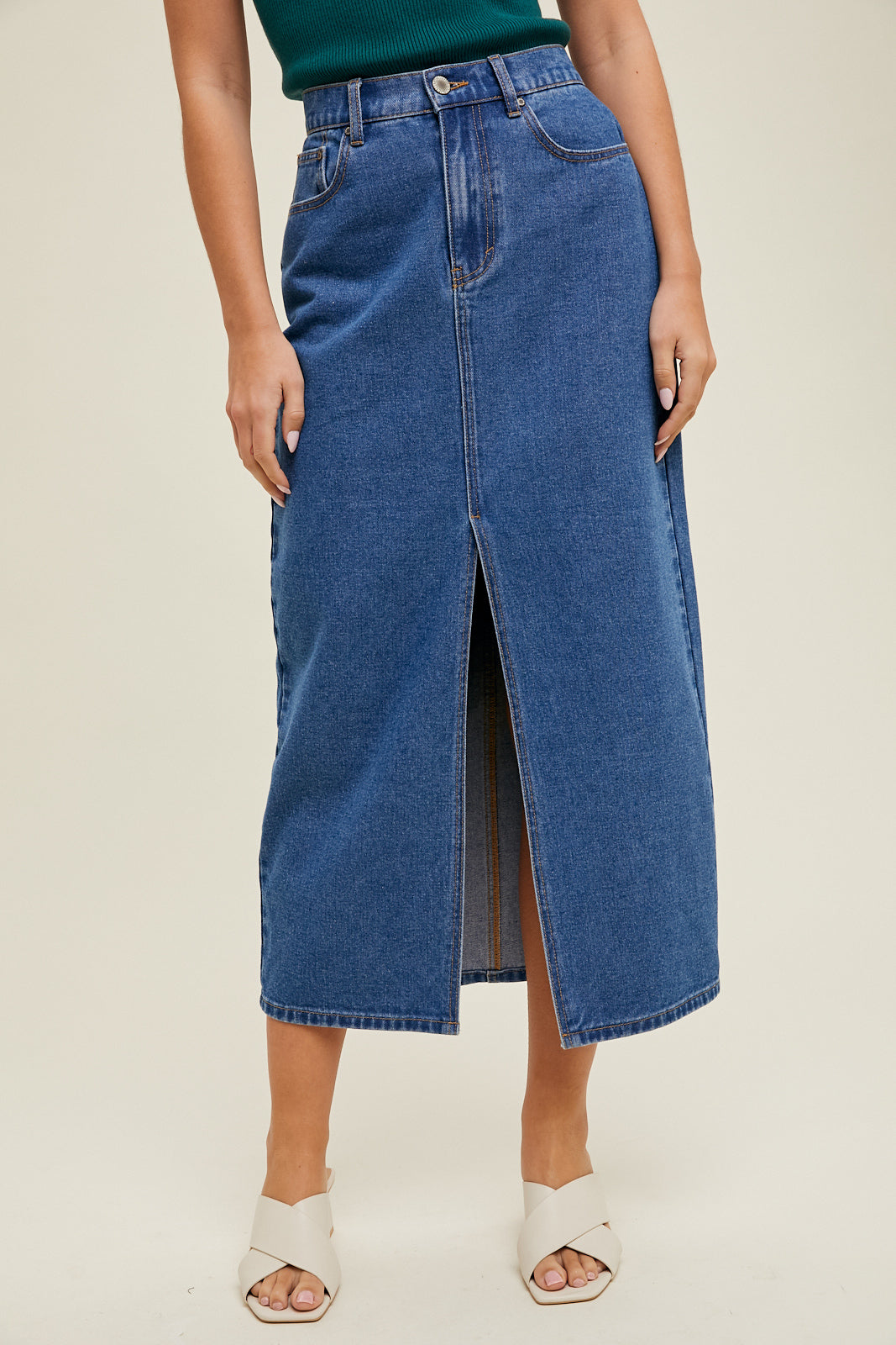 Wish List W Midi Skirt DARK DENIM