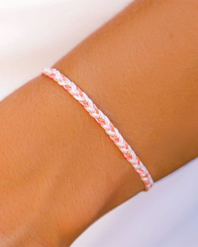 Pura Vida Charity Mini Braid Bracelet BOARDING FOR BREAST CANCER