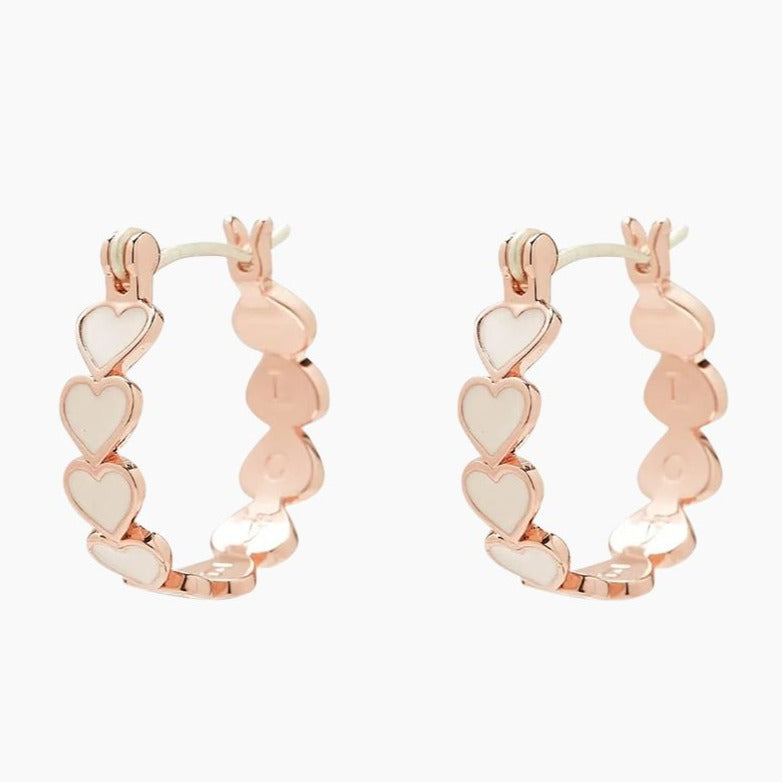 Pura Vida Love Enamel Heart Hoop Earring ROSE GOLD