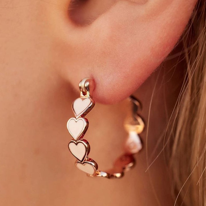 Pura Vida Love Enamel Heart Hoop Earring ROSE GOLD