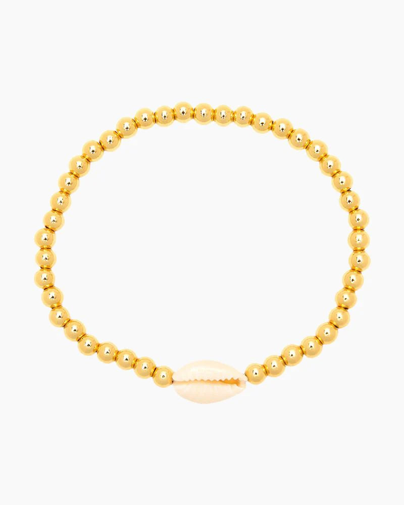 Pura Vida Cowrie Ball Bead Stretch Bracelet GOLD
