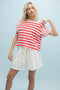 Wish List W SS Striped Crop Tee CHERRY/WHITE
