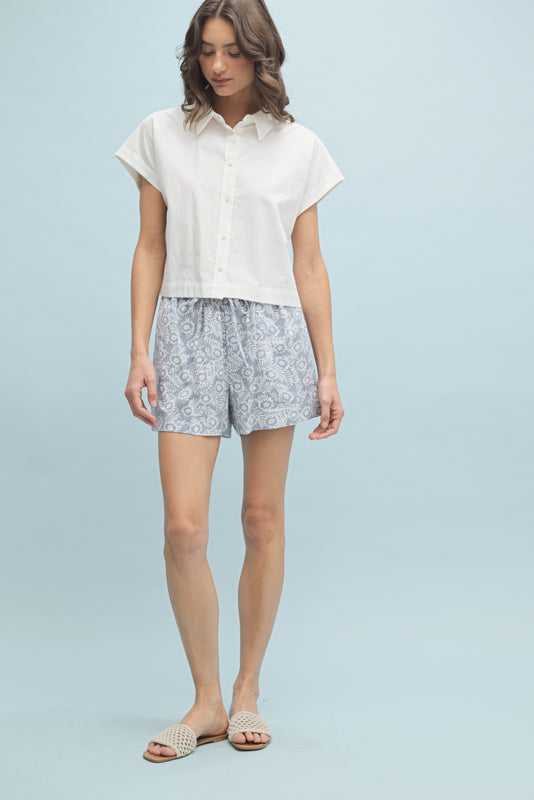 Wish List W SS Crop Button Up WHITE