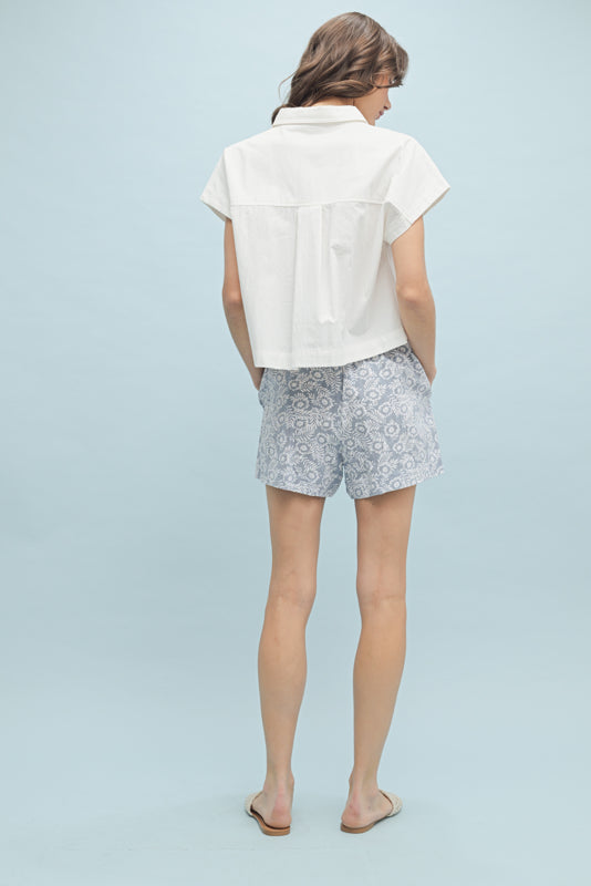 Wish List W SS Crop Button Up WHITE