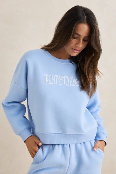 Rhythm W Slouchy Crew Fleece Sweatshirt SKY