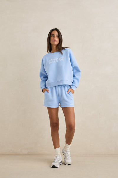 Rhythm W Slouchy Crew Fleece Sweatshirt SKY