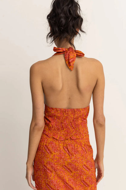 Rhythm W Adia Paisley Halter Top ORANGE