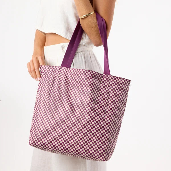 ALOHA Collection Lattice Reversible Tote SANDSTONE PLUM