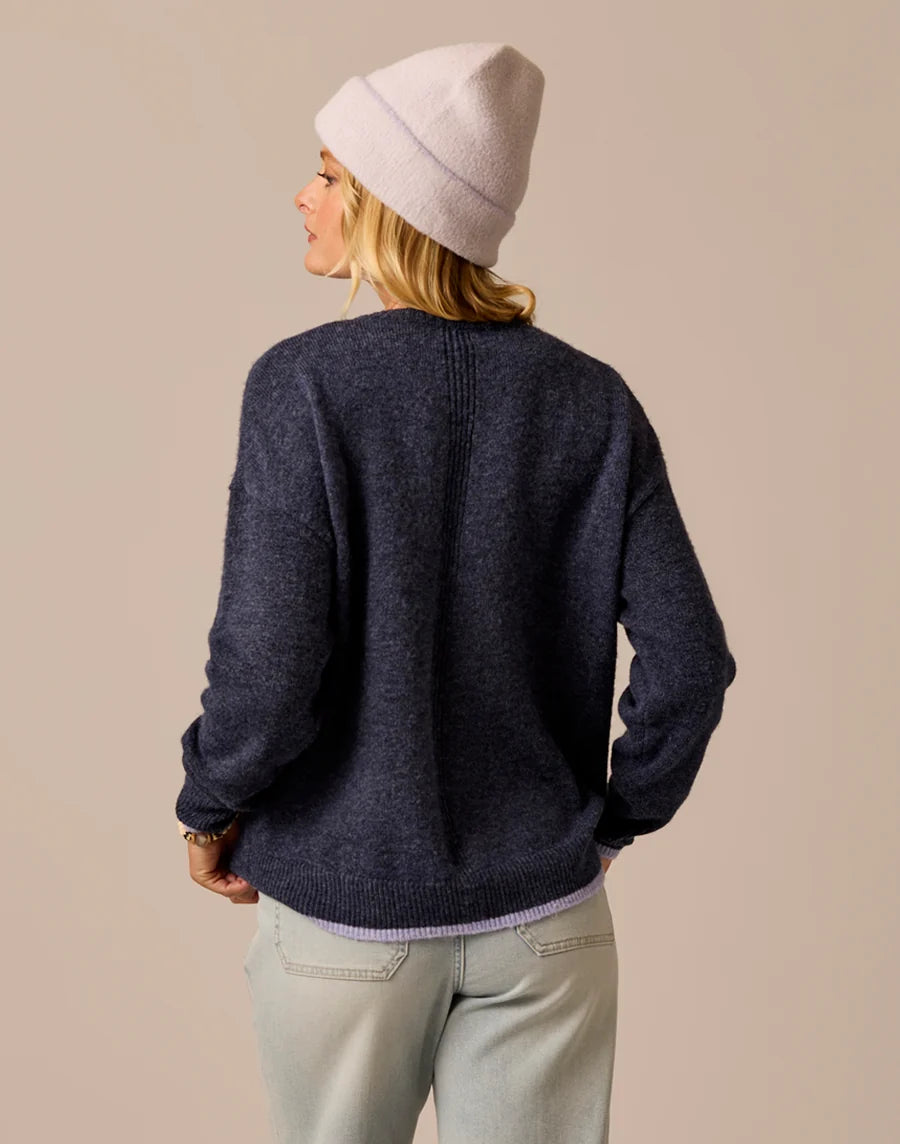 Carve Designs W Drue Fuzzy Sweater NAVY / DARK DAWN