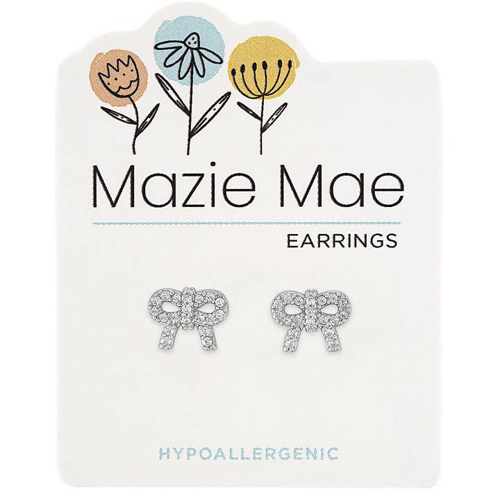 Mazie Mae CZ Bow Studs SILVER