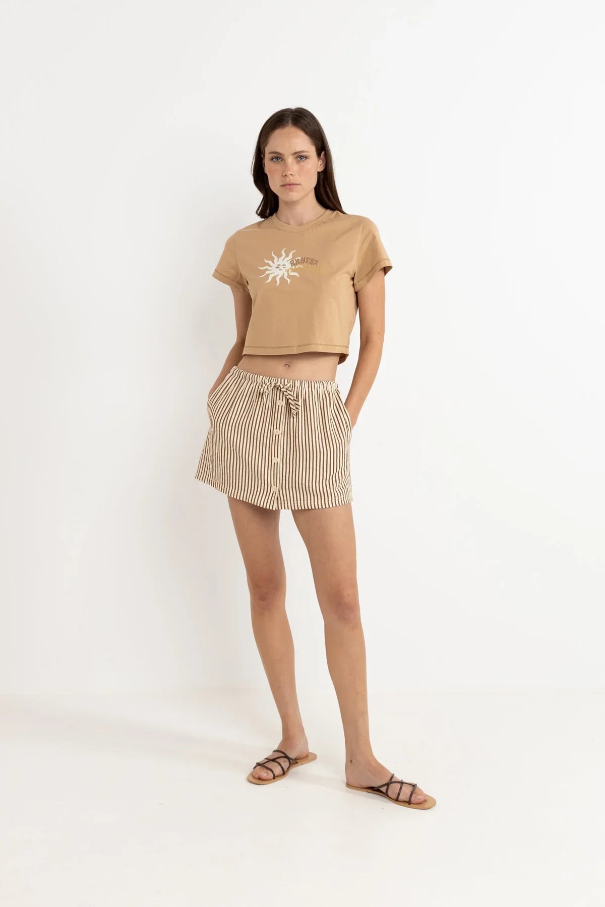 Rhythm W SS Follow The Sun Crop Crew Tee SAND