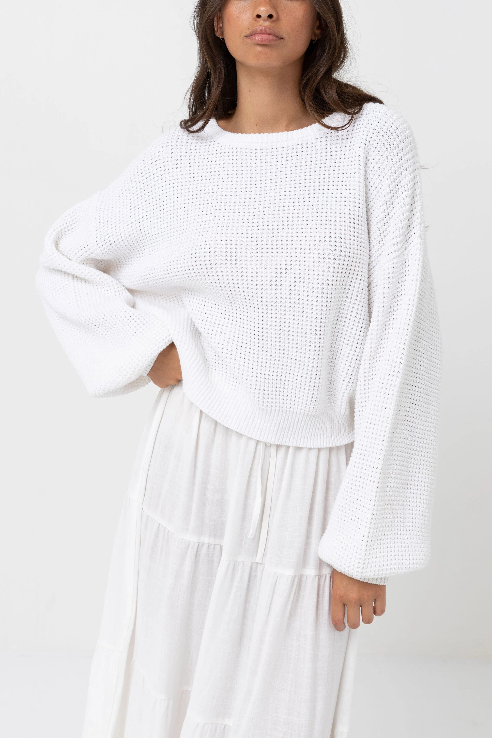 Rhythm W Classic Knit Jumper WHITE