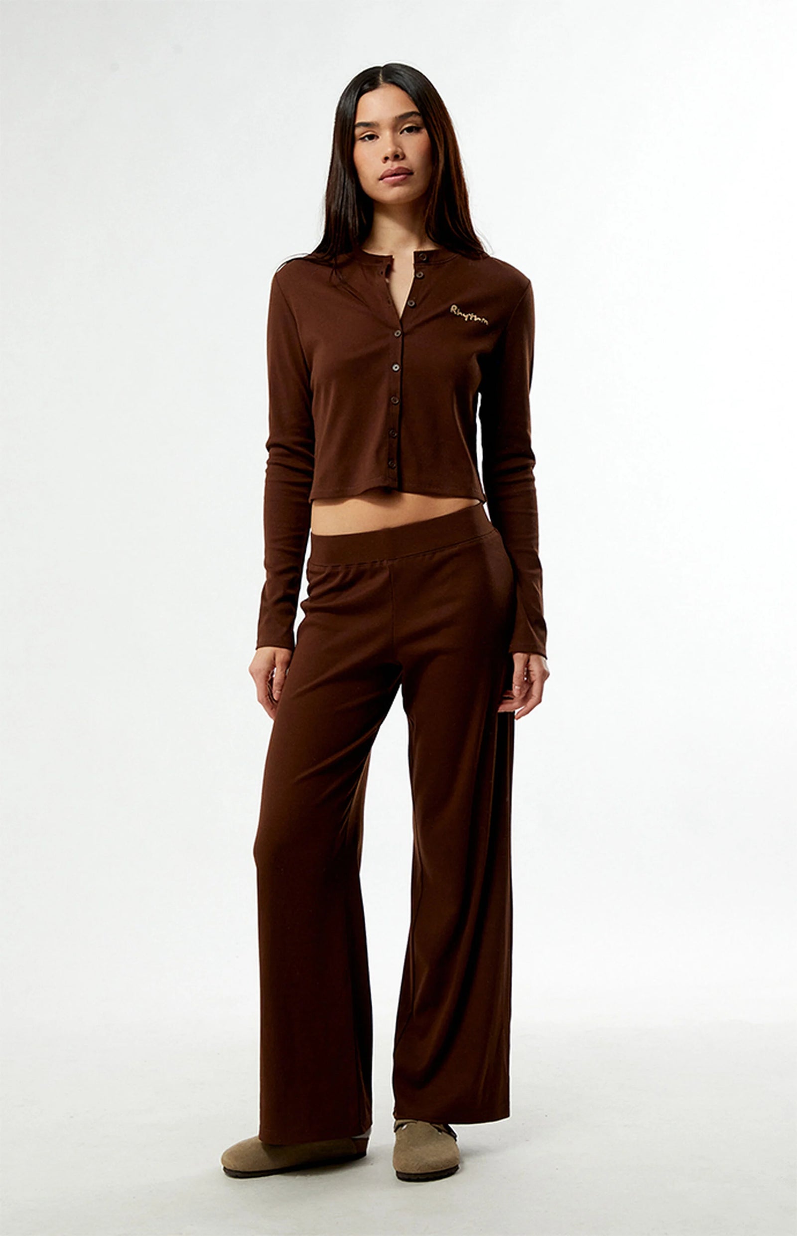Rhythm W Jessie Wide Leg Leisure Pant CHOCOLATE