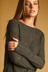 Miou Muse W LS Round Neck Knit Top TEAL GREEN