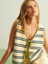 Miou Muse W Striped Knit Vest GREEN / NAVY