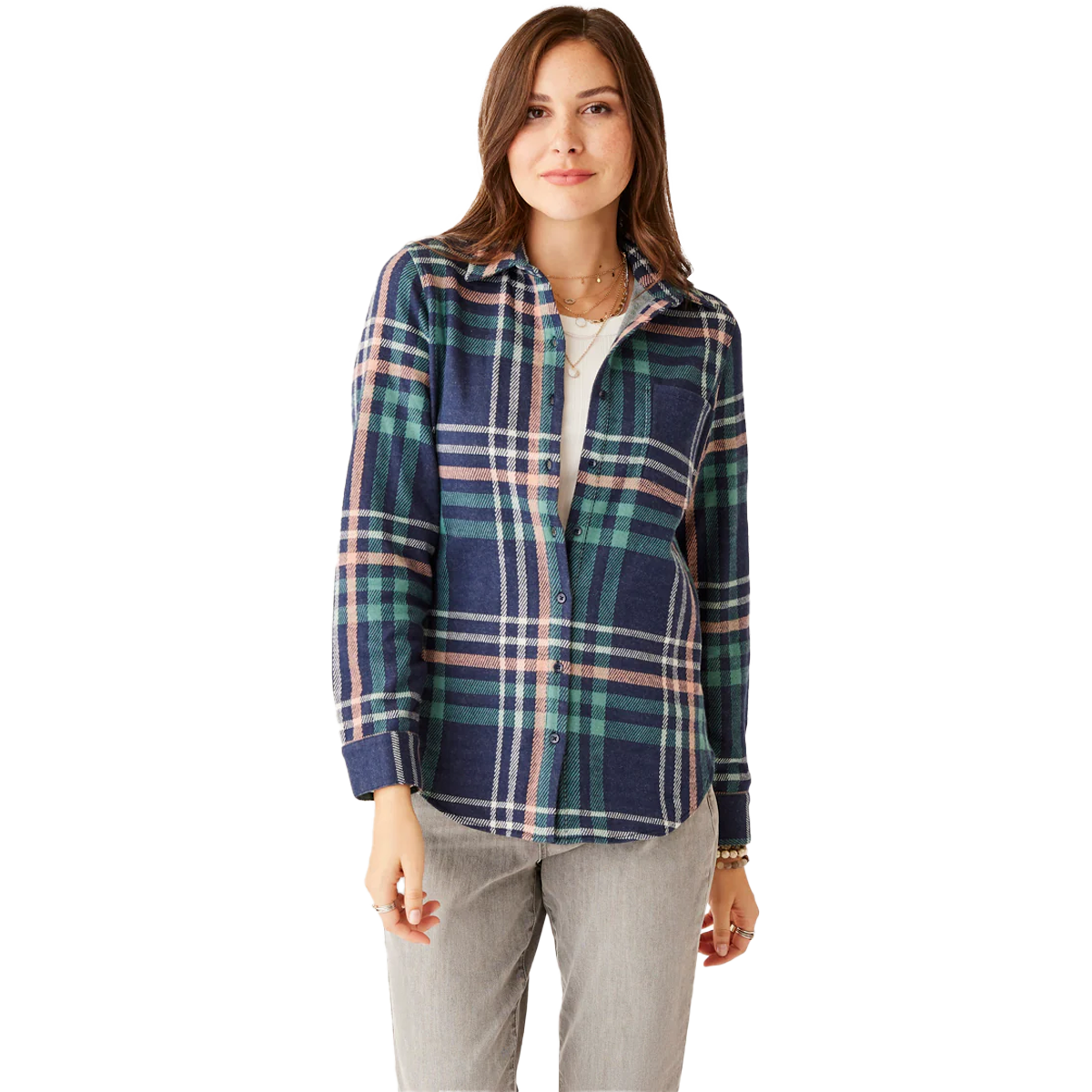 Carve W Fairbanks Supersoft Shirt NAVY MULTIPLAID