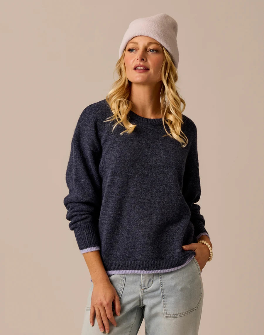 Carve Designs W Drue Fuzzy Sweater NAVY / DARK DAWN