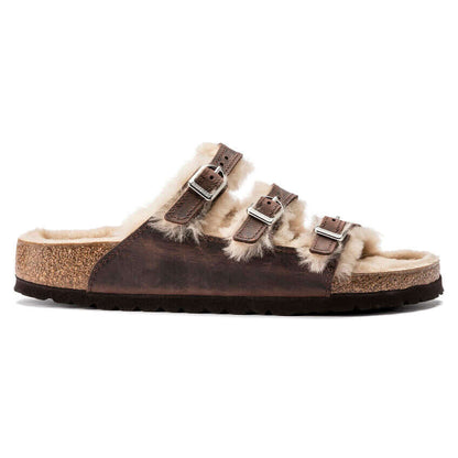 Birkenstock W Florida Shearling Oiled Leather HABANA - NARROW