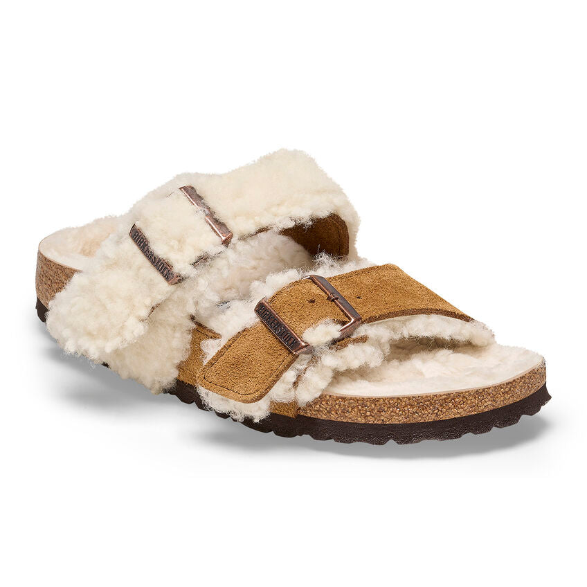 Birkenstock W Arizona Teddy Split Suede Leather/Shearling MINK - NARROW