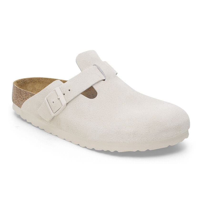 Birkenstock W Boston SFB Suede ANTIQUE WHITE-NARROW