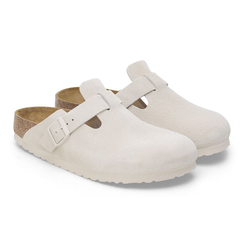 Birkenstock W Boston SFB Suede ANTIQUE WHITE-NARROW