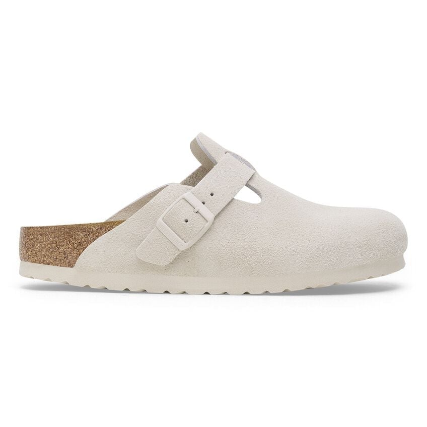 Birkenstock W Boston SFB Suede ANTIQUE WHITE-NARROW