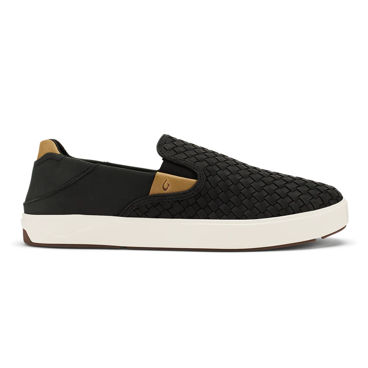 Olukai M Lae' Ahi LAUHALA Woven Leather BLACK / BLACK