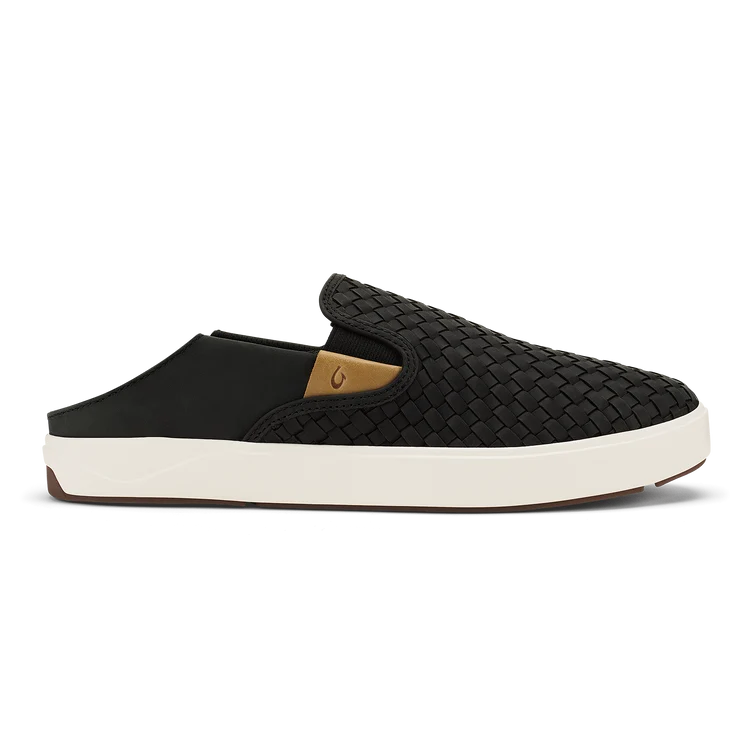 Olukai M Lae' Ahi LAUHALA Woven Leather BLACK / BLACK
