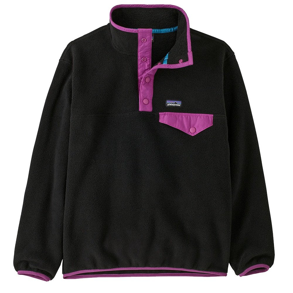 Patagonia Kids LW Synch Snap-T Pullover BLACK/AMARANTH PINK