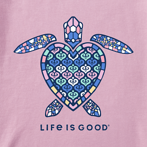 Life is Good W SS Crusher Mandala Heart Turtle VIOLET PURPLE