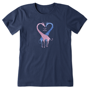 Life is Good W SS Crusher Giraffe Heart Tee DARKEST BLUE