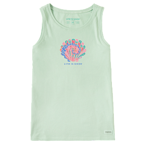 Life is Good W Crusher Tank Tie Dye Tribal Shell SAGE GREEN