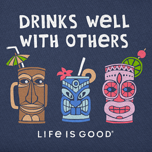 Life is Good W SS Crusher Lite Vee Tiki Drinks Well DARKEST BLUE