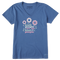 Life is Good W SS Crusher Lite Vee Kind People Flowers VINTAGE BLUE