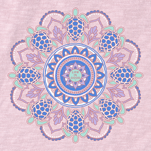 Life is Good W Textured Slub Tank Turtle Mandala SEASHELL PINK