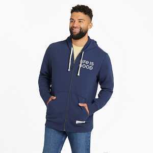 Life is Good M Simply True Full Zip Hoodie Wordmark DARKEST BLUE