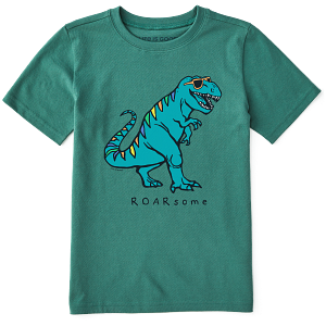 Life is Good Kids SS Crusher Rad Roarsome Dino Tee SPRUCE GREEN