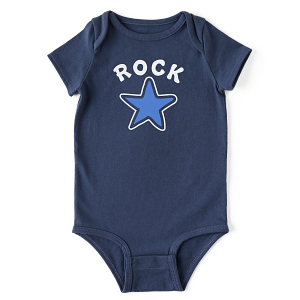 Life is Good Baby Crusher Bodysuit Rockstar DARKEST BLUE