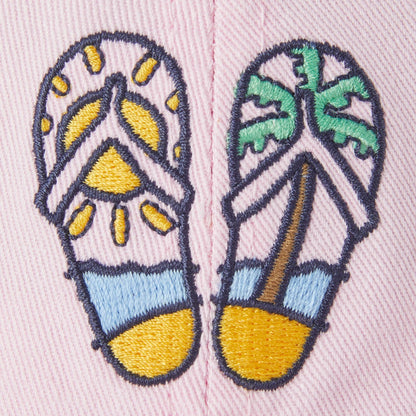 Life is Good Chill Cap Flip Out Flip Flops SEASHELL PINK