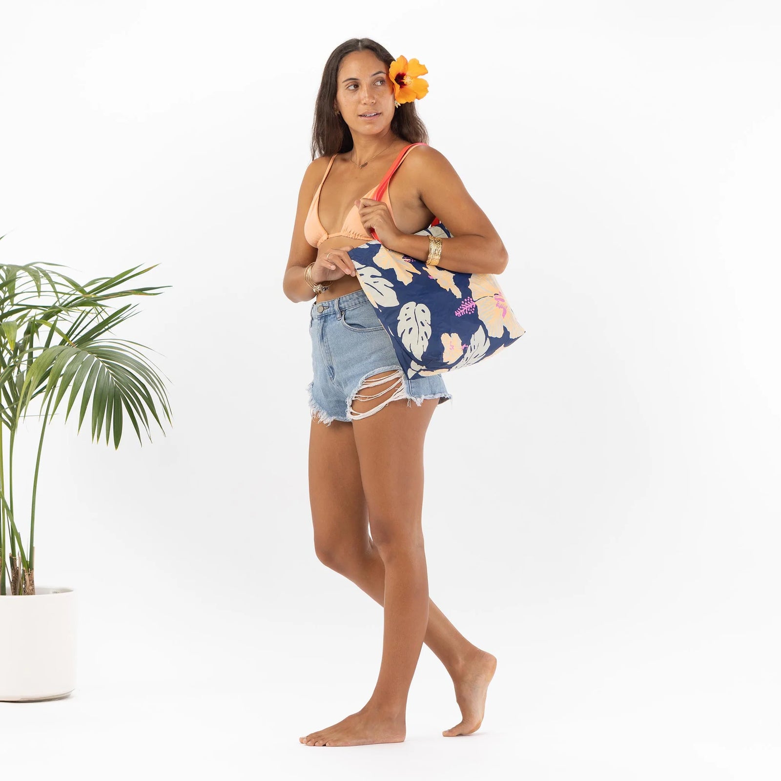 ALOHA Pape'ete Reversible Tote NEON MOON ON NAVY