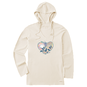 Life is Good W LS Hooded Crusher Dreamy Hummingbird Tee PUTTY WHITE