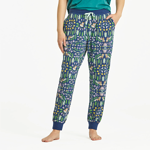 Life is Good W Snuggle Up Sleep Jogger Nordic Fox DARKEST BLUE