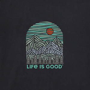 Life is Good M SS Crusher Woodblock Mountain JET BLACK