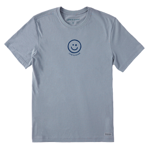 Life is Good M SS Crusher Lite Smiley Face Tee STONE BLUE