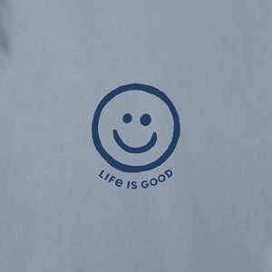 Life is Good M SS Crusher Lite Smiley Face Tee STONE BLUE